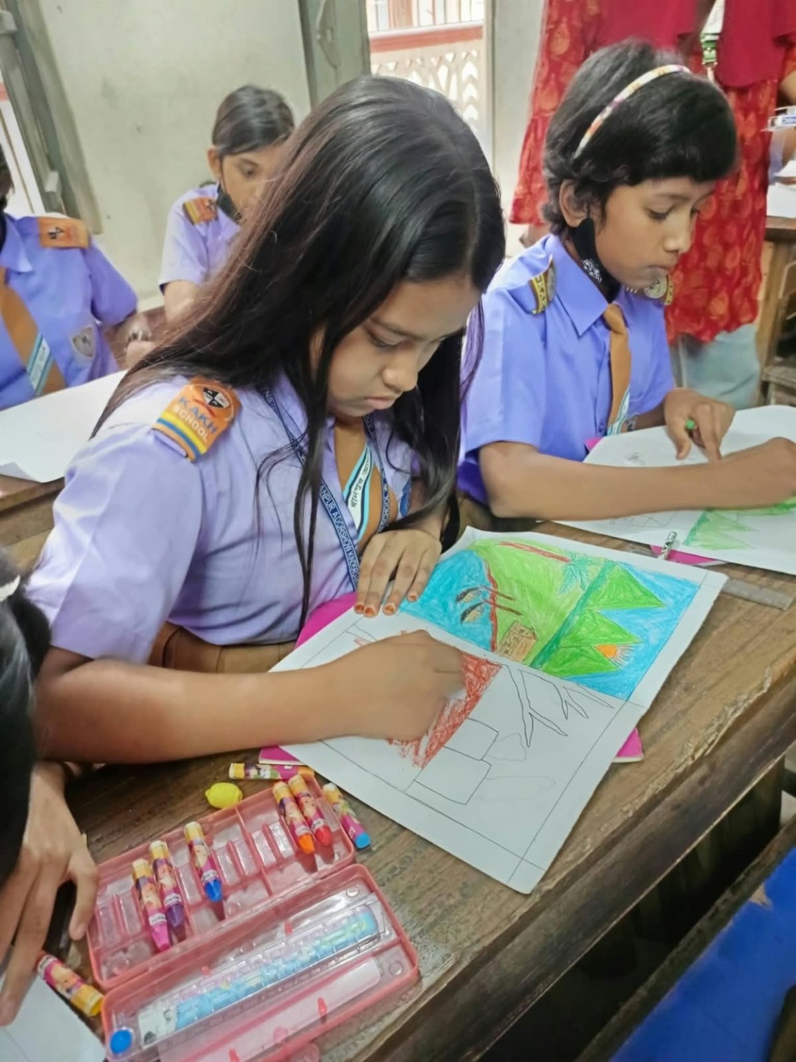 SEEDS OF CHANGE ARTISTS activity at Khanpur Adarsha Kindergarten