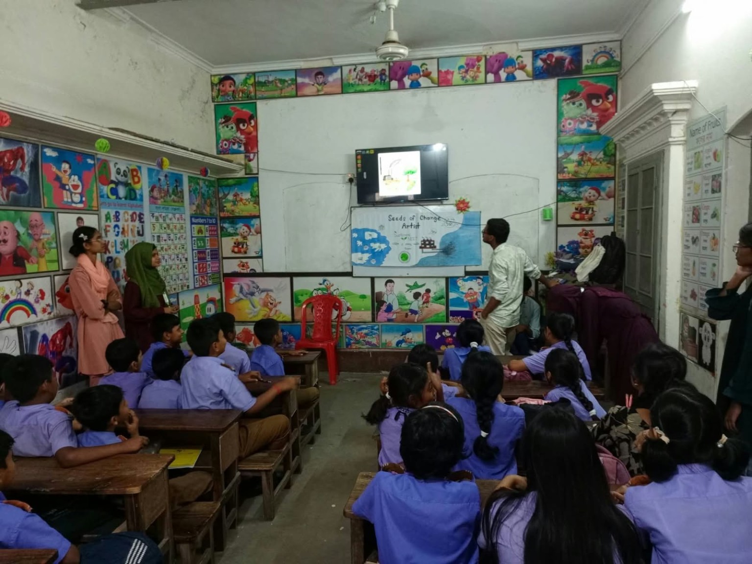 SEEDS OF CHANGE ARTISTS activity at Khanpur Adarsha Kindergarten
